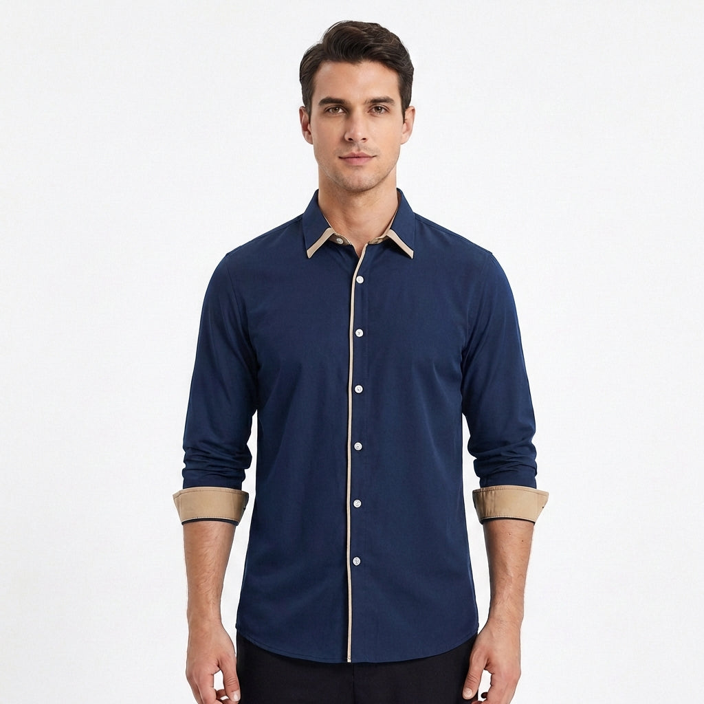 Diego | Camicia Uomo con Dettagli a Contrasto e Colletto Classico | Elegante