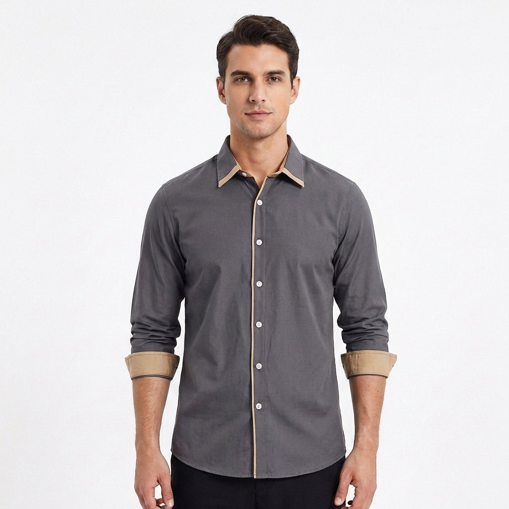 Diego | Camicia Uomo con Dettagli a Contrasto e Colletto Classico | Elegante