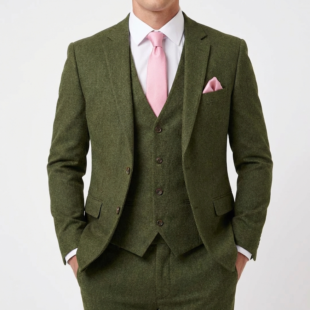 Diego | Traje De Novio Hombre Con Chaleco A Juego Y Solapa Clásica | Elegante