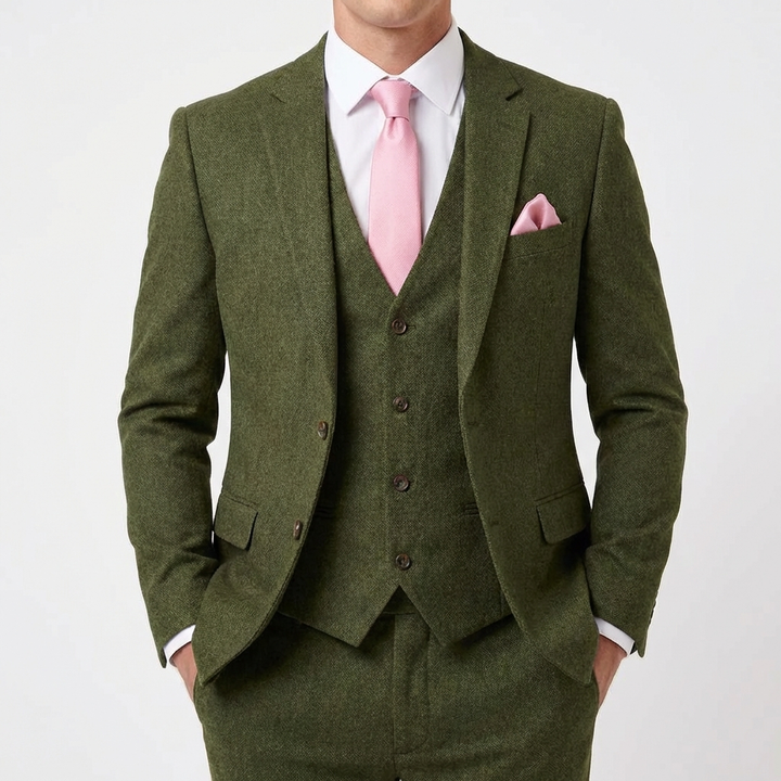 Diego | Traje De Novio Hombre Con Chaleco A Juego Y Solapa Clásica | Elegante