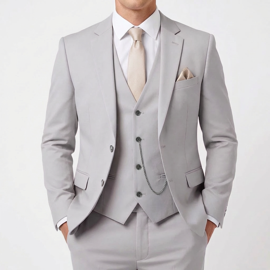 Diego | Traje De Novio Hombre Con Chaleco A Juego Y Solapa Clásica | Elegante