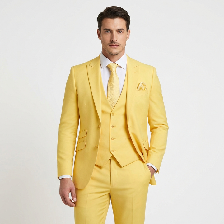 Diego | Traje De Novio Hombre Con Chaleco A Juego Y Solapa Clásica | Elegante