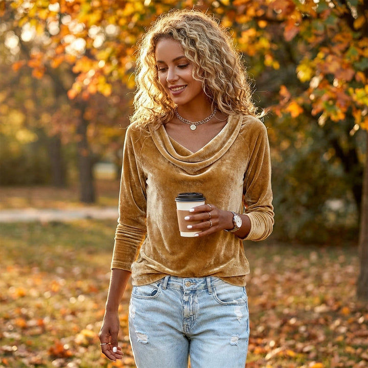 Dorada | Top con Collo Drappeggiato a Manica Lunga Donna