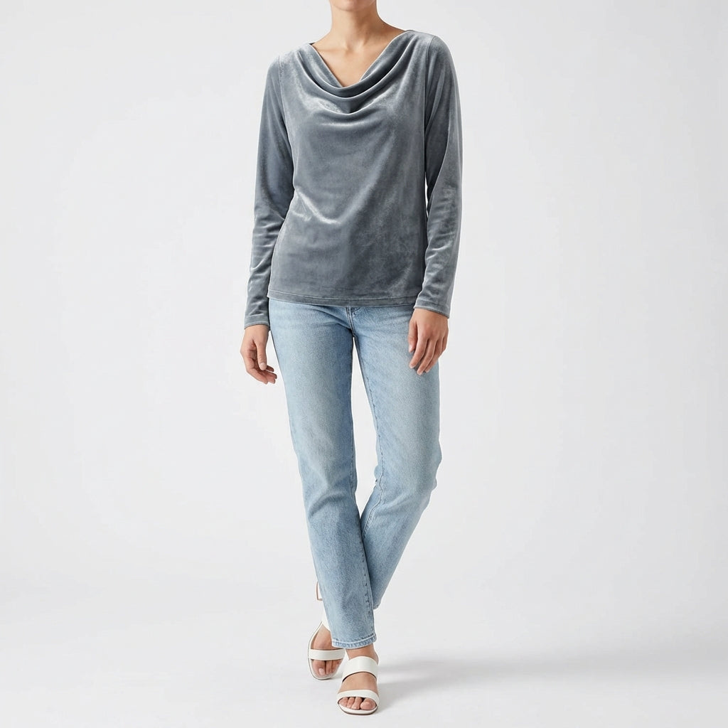 Dorada | Top con Collo Drappeggiato a Manica Lunga Donna