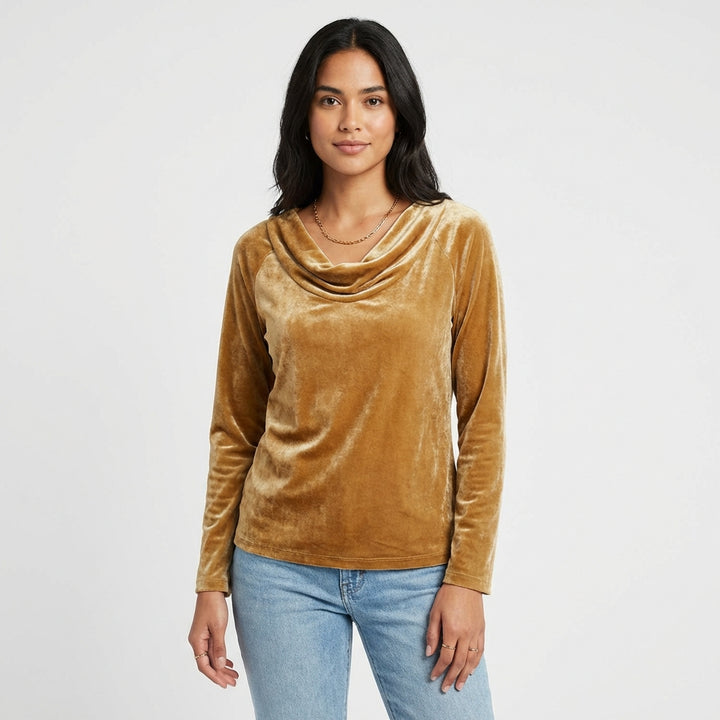 Dorada | Top con Collo Drappeggiato a Manica Lunga Donna