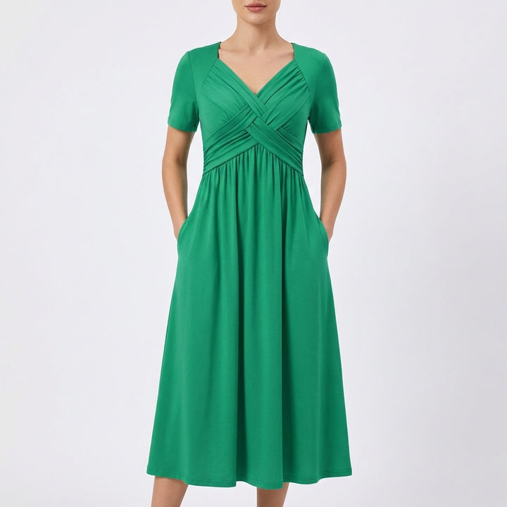 Dulce | Vestito Midi Scollo V Manica Corta Donna