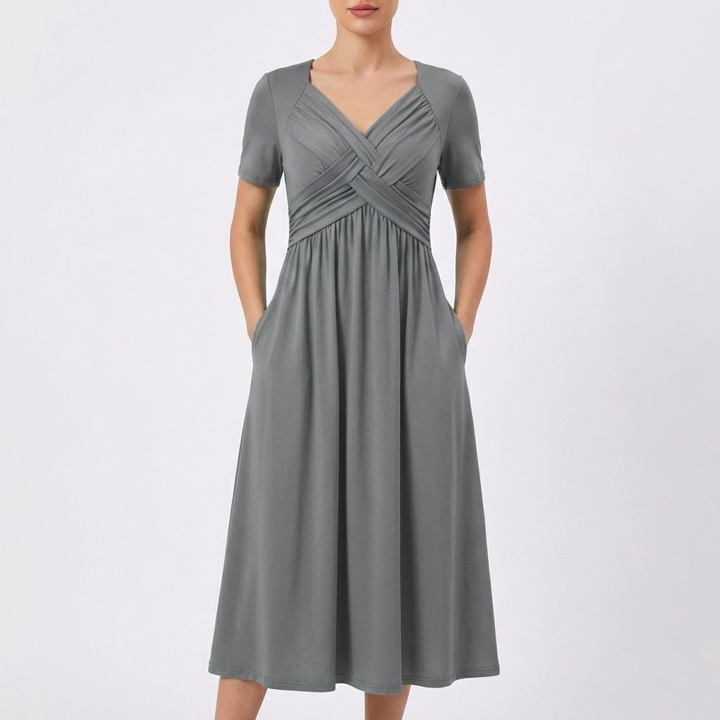 Dulce | Vestito Midi Scollo V Manica Corta Donna