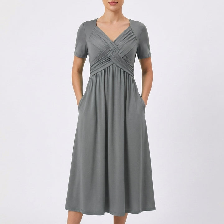 Dulce | Vestito Midi Scollo V Manica Corta Donna