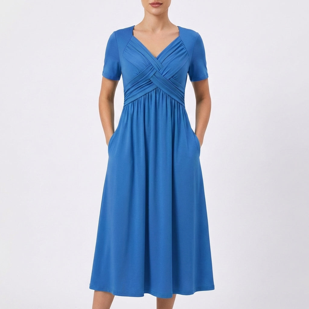 Dulce | Vestito Midi Scollo V Manica Corta Donna