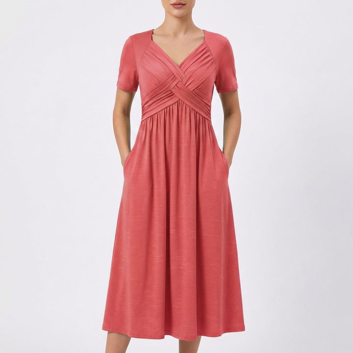 Dulce | Vestito Midi Scollo V Manica Corta Donna