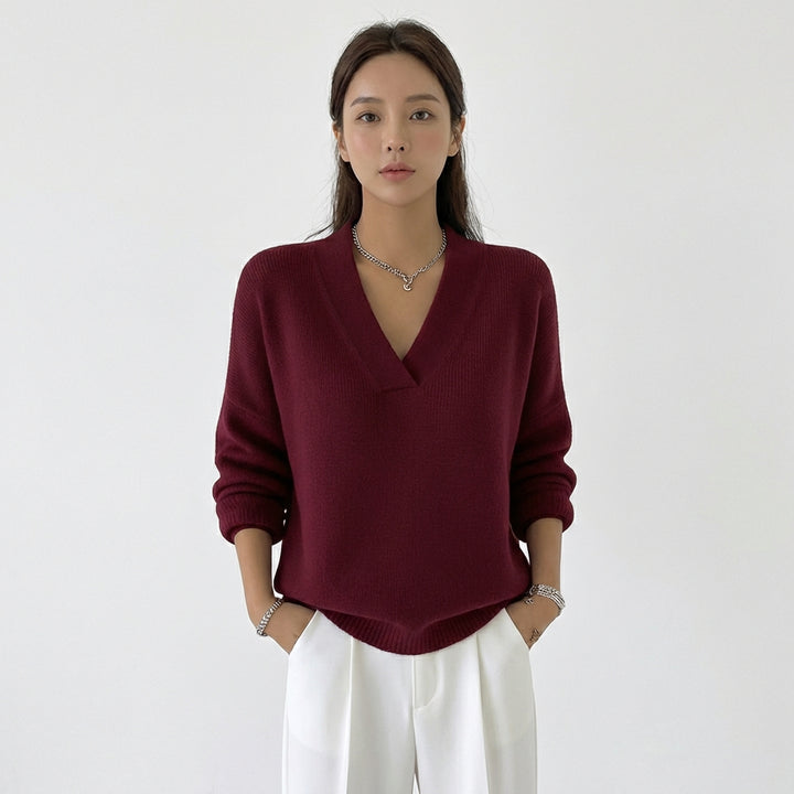 Eladia | Mujer Jersey Punto Escote V Holgado