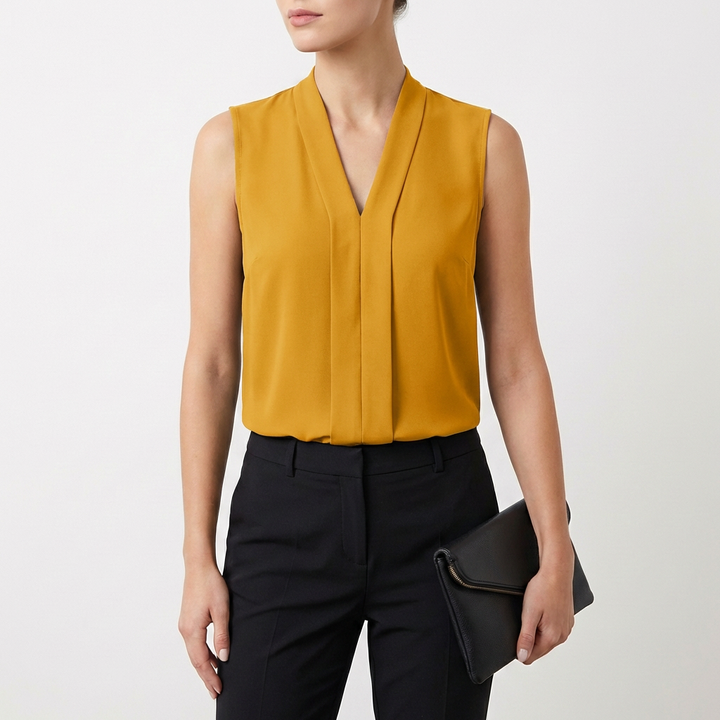 Elena | Blusa Sin Mangas Pliegue Frontal Mujer