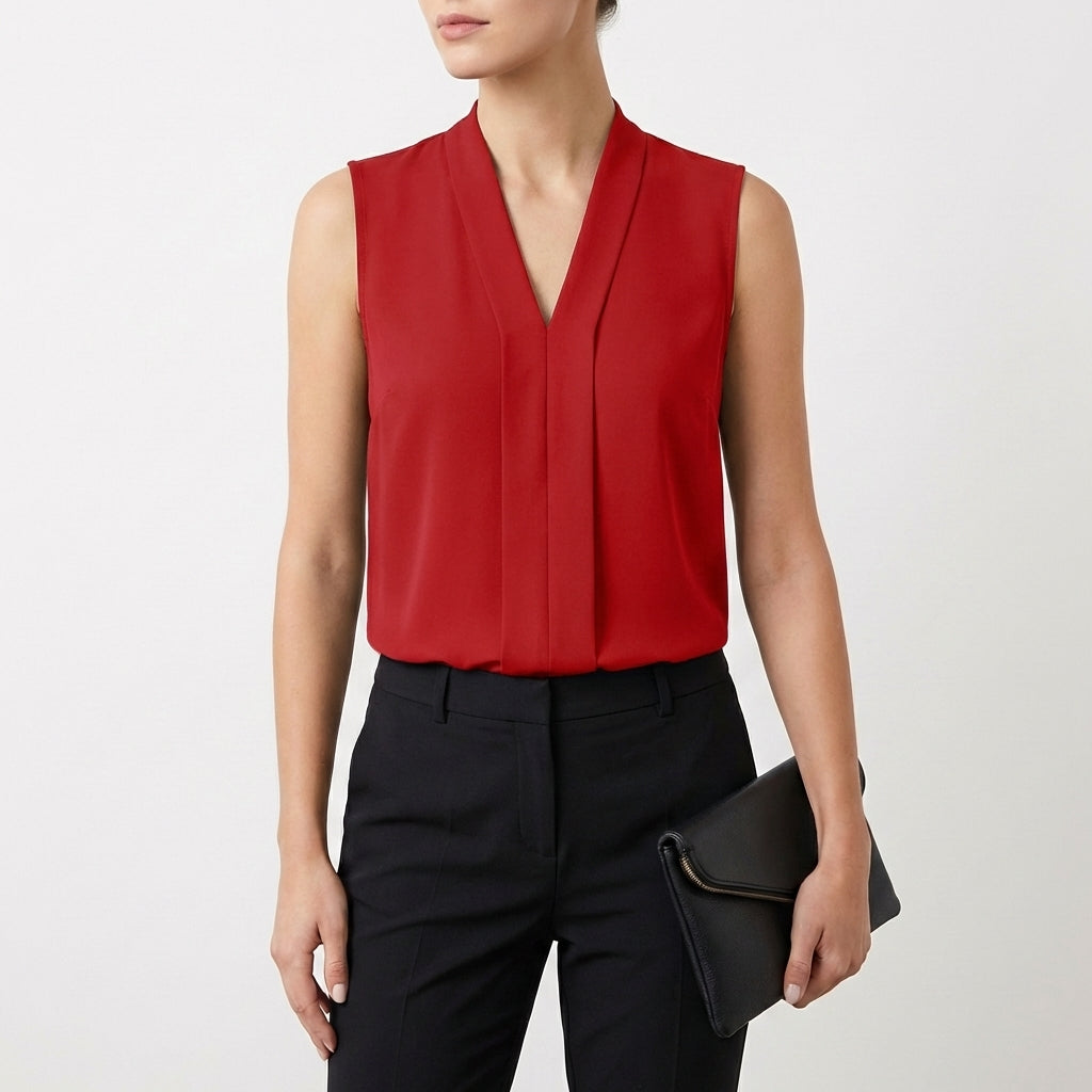 Elena | Blusa Sin Mangas Pliegue Frontal Mujer