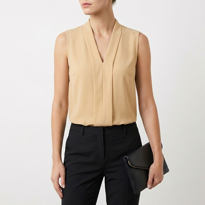 Elena | Blusa Sin Mangas Pliegue Frontal Mujer