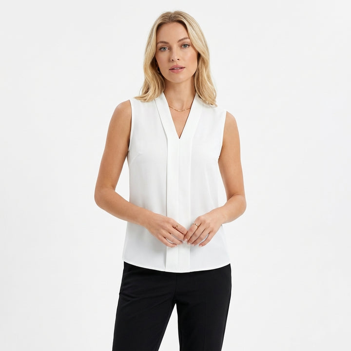 Elena | Blusa Sin Mangas Pliegue Frontal Mujer