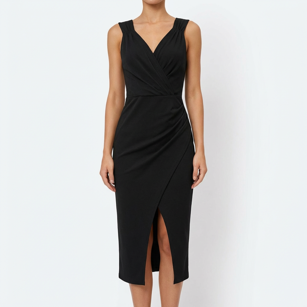 Elena | Vestido Fiesta Mujer Con Escote Pico Y Abertura Lateral | Sofisticado