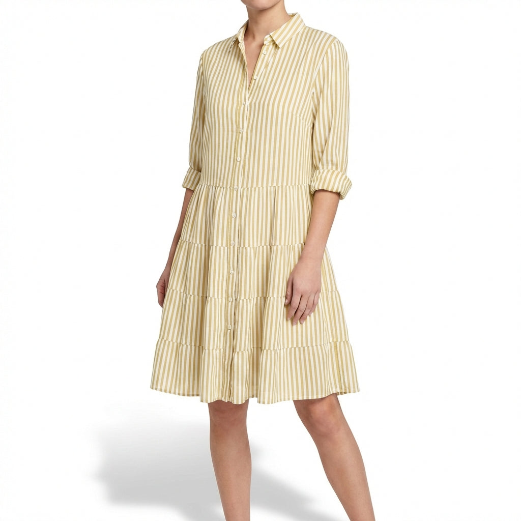 Emilia | Vestito Camicia a Righe a Balze Donna