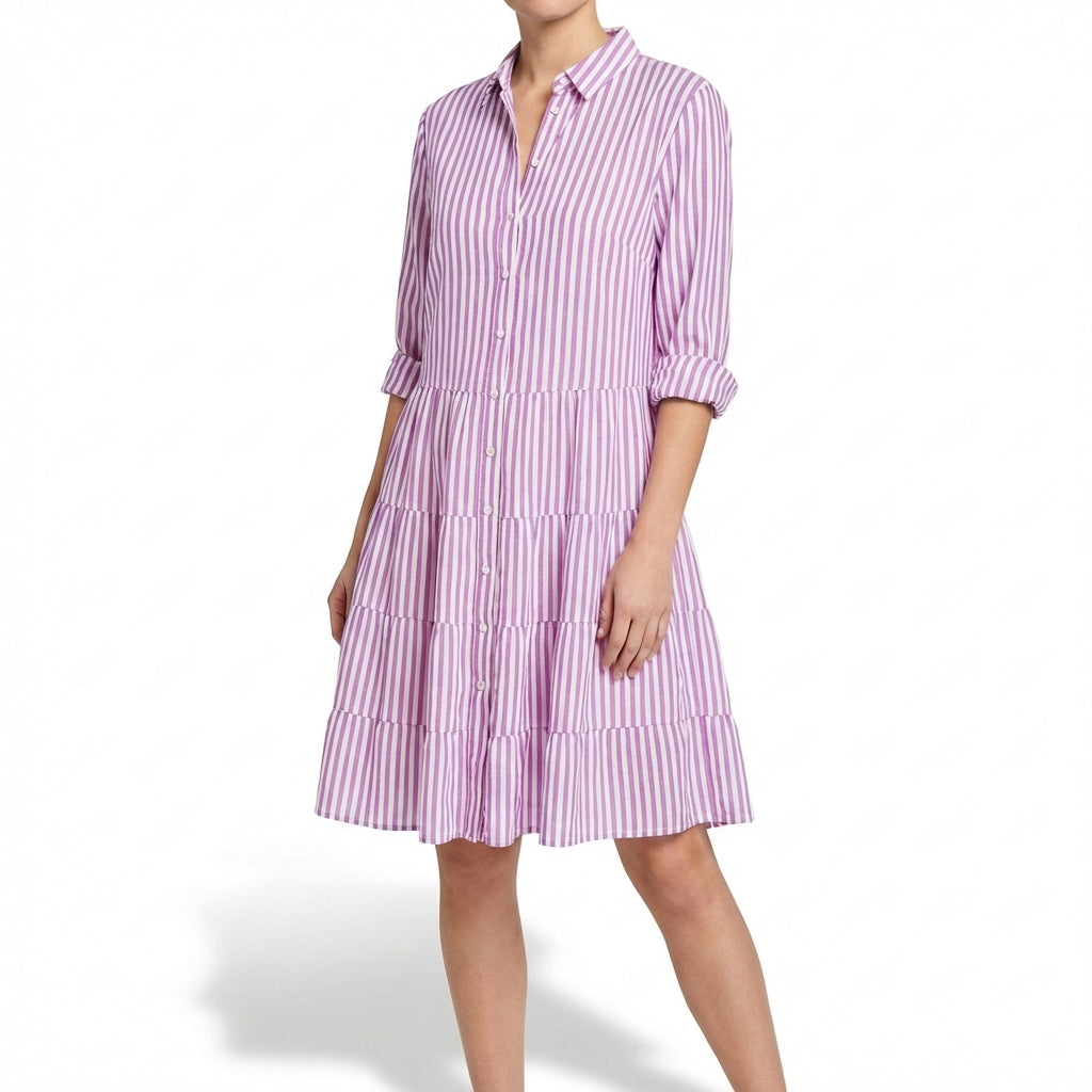 Emilia | Vestito Camicia a Righe a Balze Donna