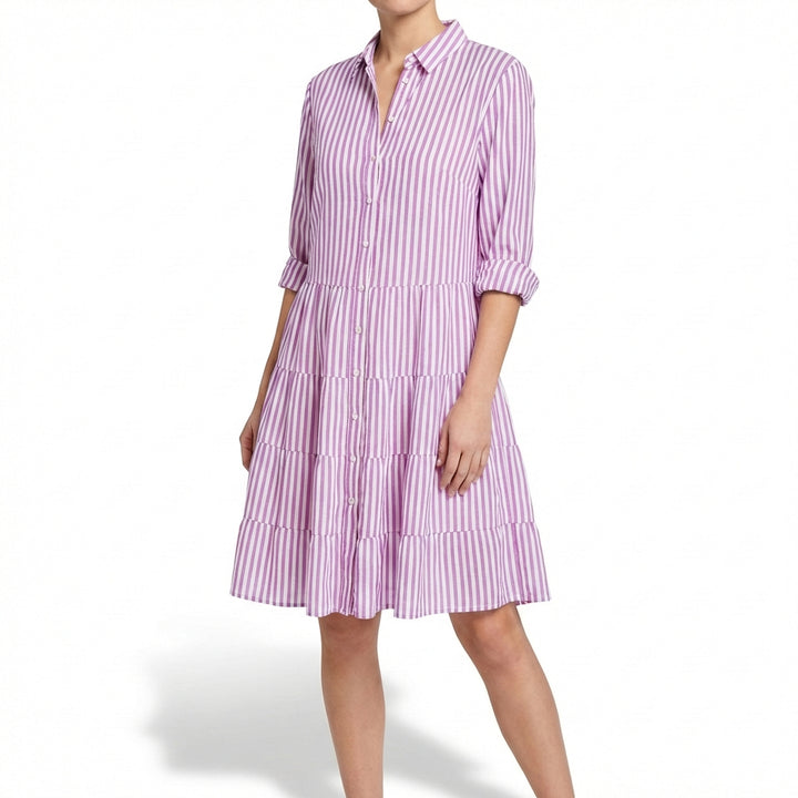 Emilia | Vestito Camicia a Righe a Balze Donna