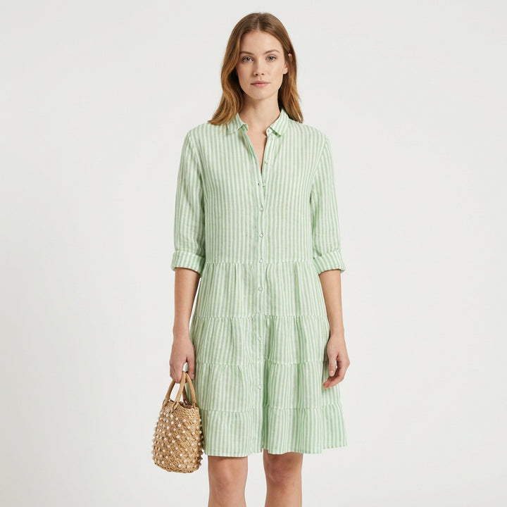 Emilia | Vestito Camicia a Righe a Balze Donna