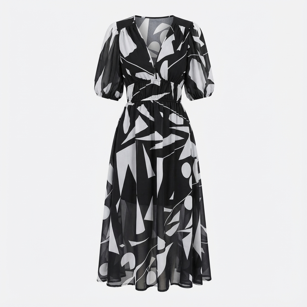 Emily | Vestido Midi de Mujer con Cuello en V y Estampado Floral