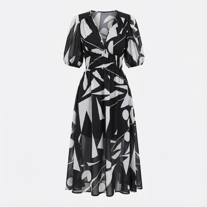 Emily | Vestido Midi de Mujer con Cuello en V y Estampado Floral