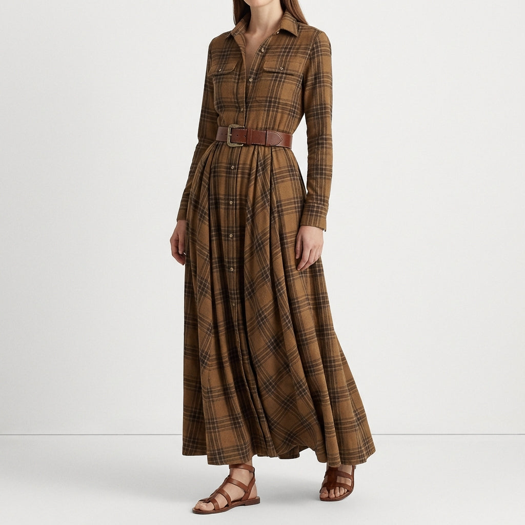 Escocia | Vestito Camicia Lungo a Quadri Donna