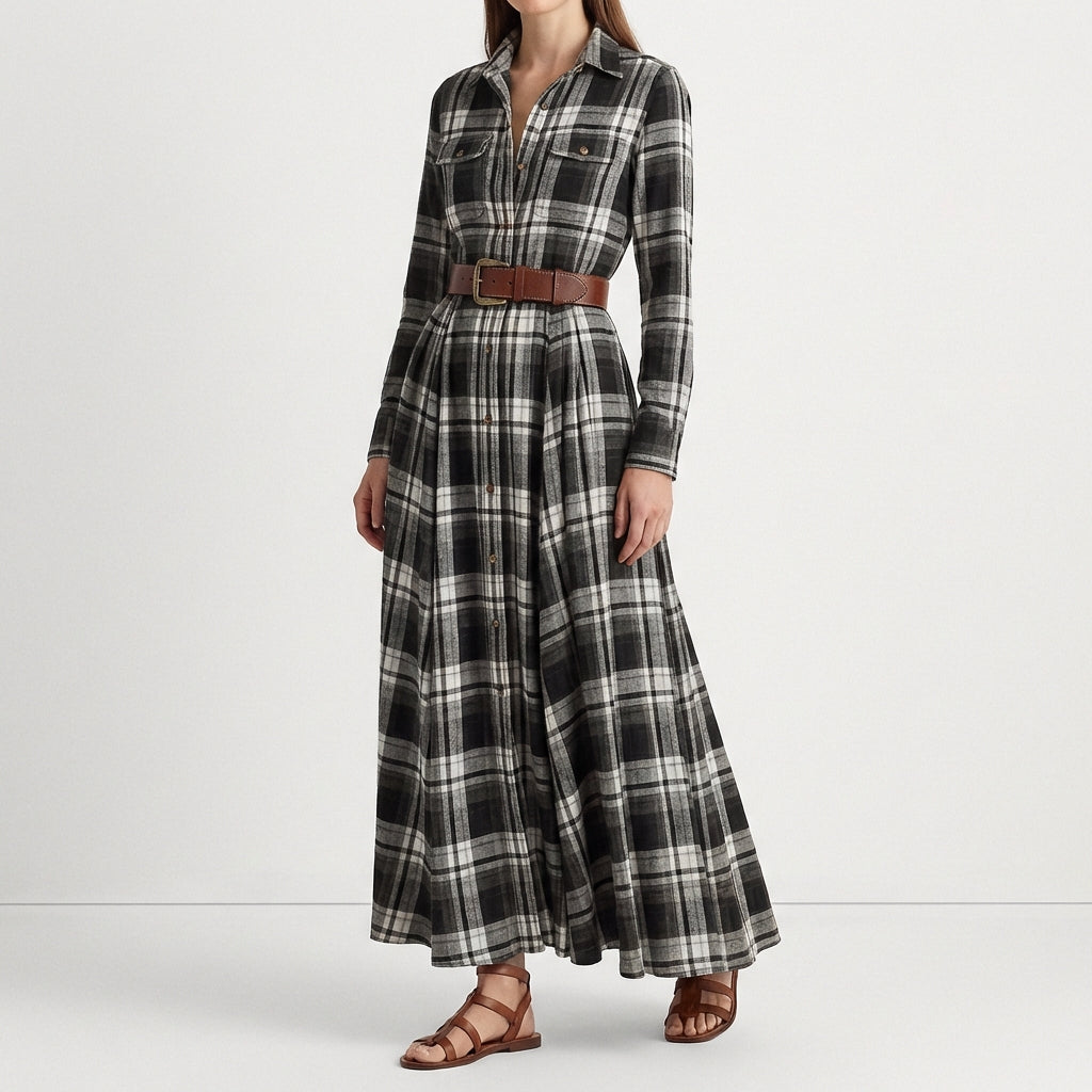 Escocia | Vestito Camicia Lungo a Quadri Donna