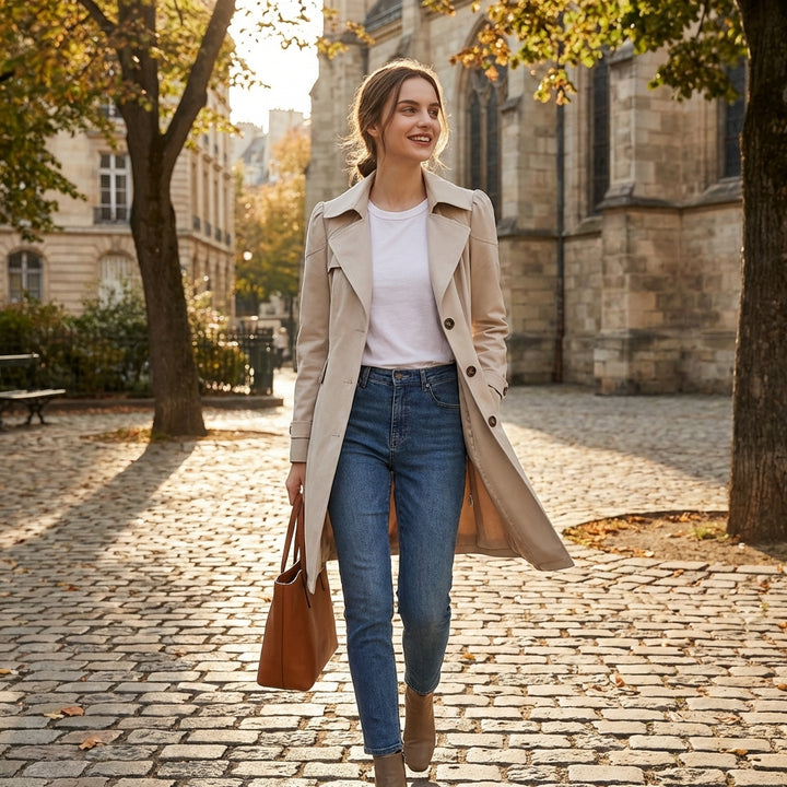 Eugenia | Mujer Gabardina Entallada Botones Clásica