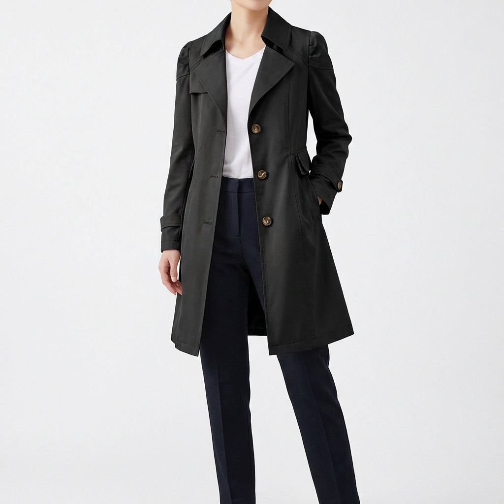 Eugenia | Mujer Gabardina Entallada Botones Clásica