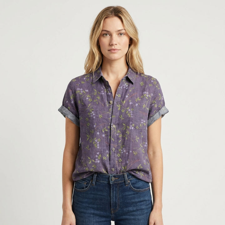 Flora | Camicia Stampata a Manica Corta Donna Casual