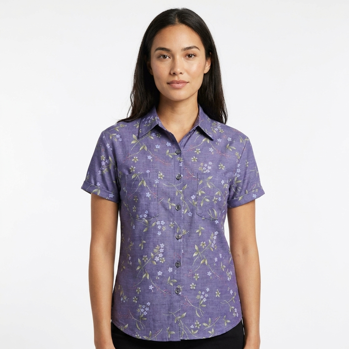 Flora | Camicia Stampata a Manica Corta Donna Casual