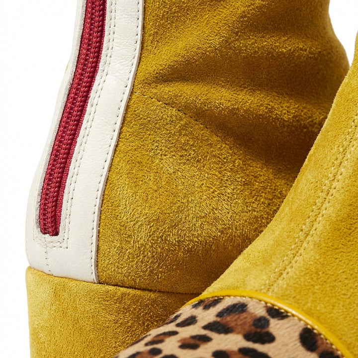 Frida | Stivaletti con Tacco Largo Punta Leopardo Donna