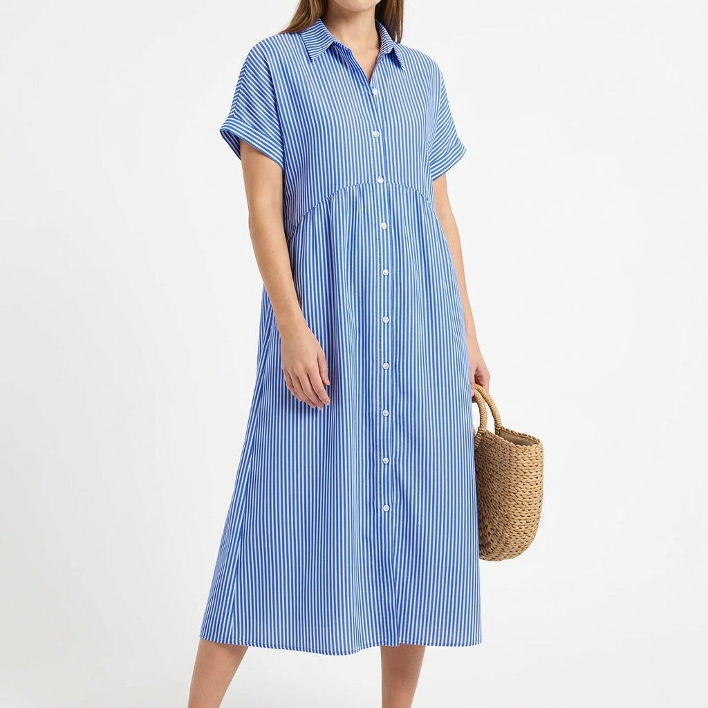 Gracia | Abito Camicia Midi a Righe da Donna Casual