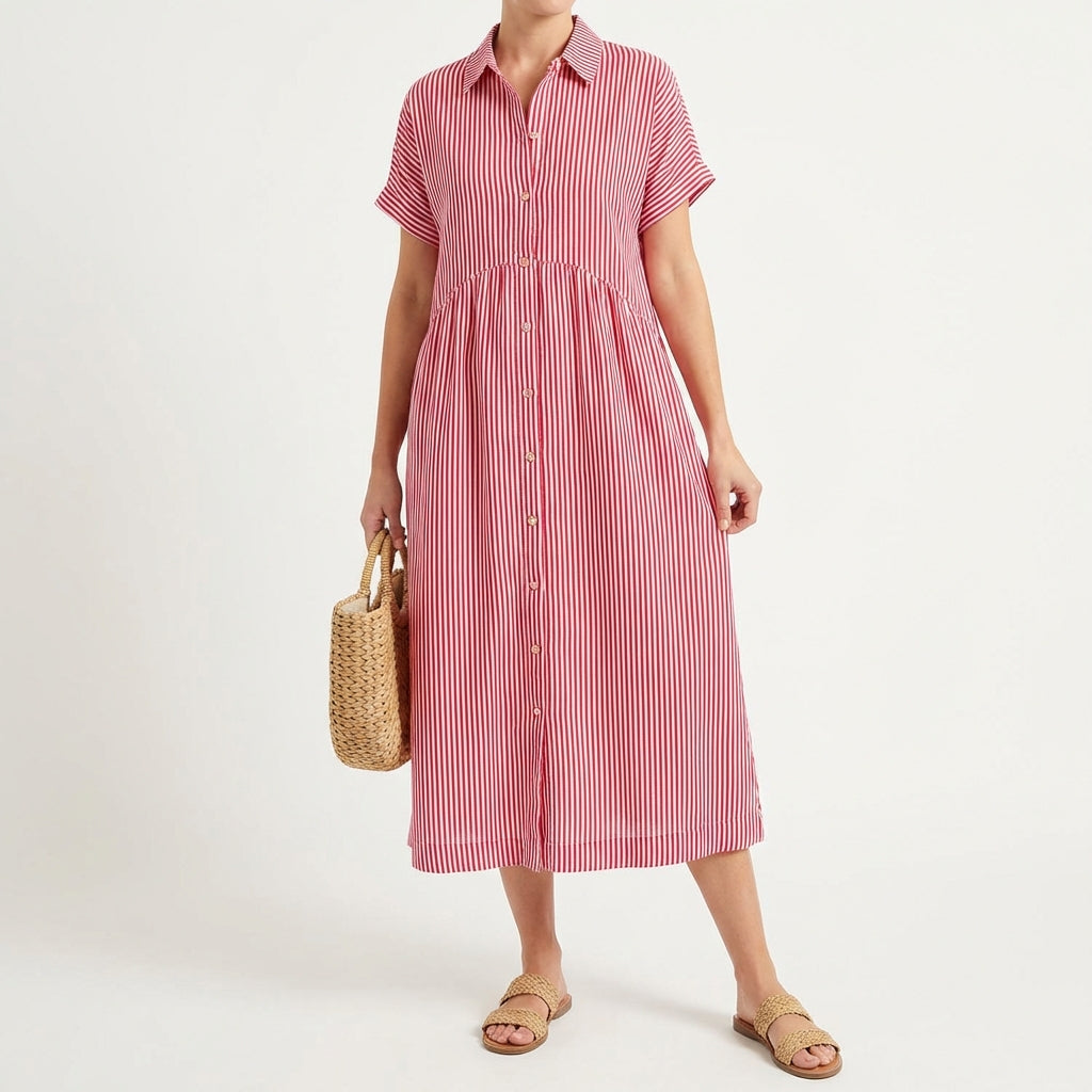 Gracia | Abito Camicia Midi a Righe da Donna Casual