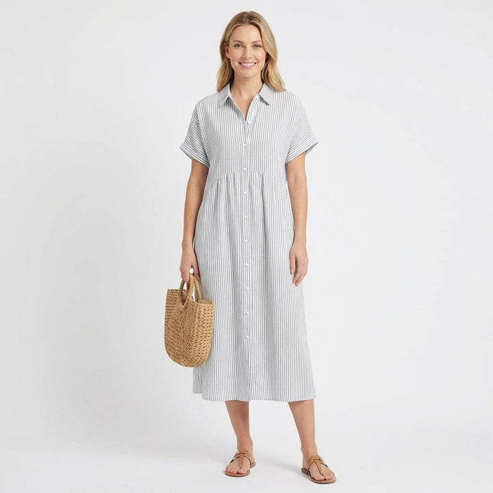 Gracia | Abito Camicia Midi a Righe da Donna Casual