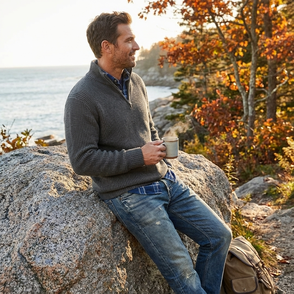 Grayson | Maglione da Uomo con Cerniera a Quarto Corto