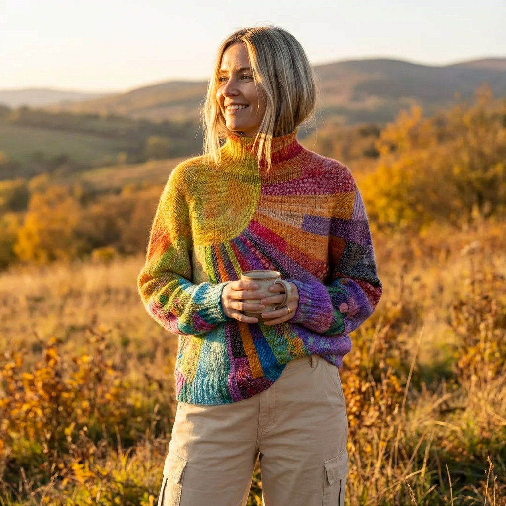 Harper | Suéter de Cuello Alto de Arcoíris para Mujer