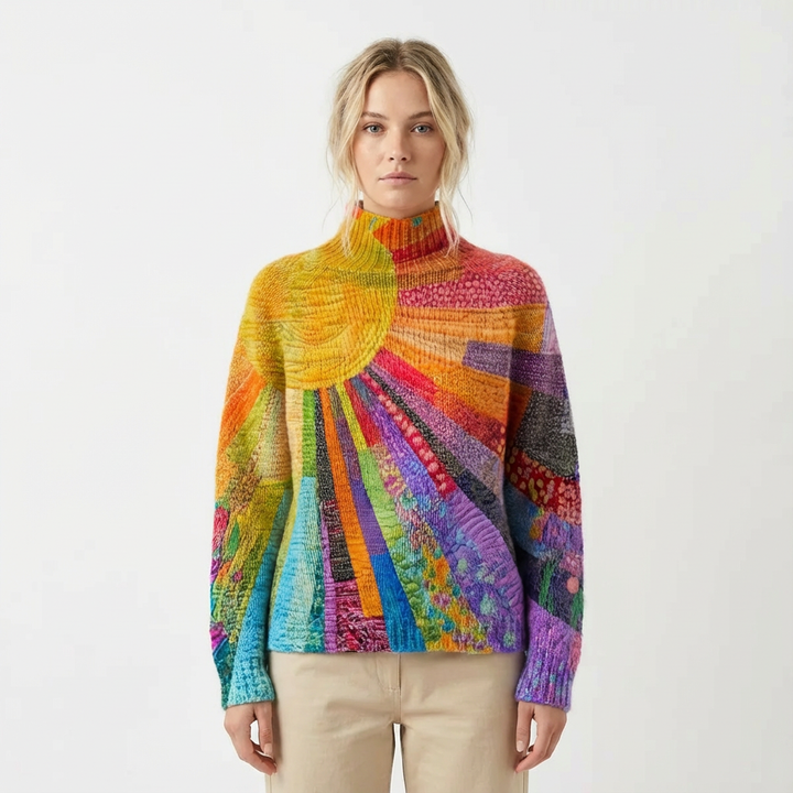 Harper | Suéter de Cuello Alto de Arcoíris para Mujer