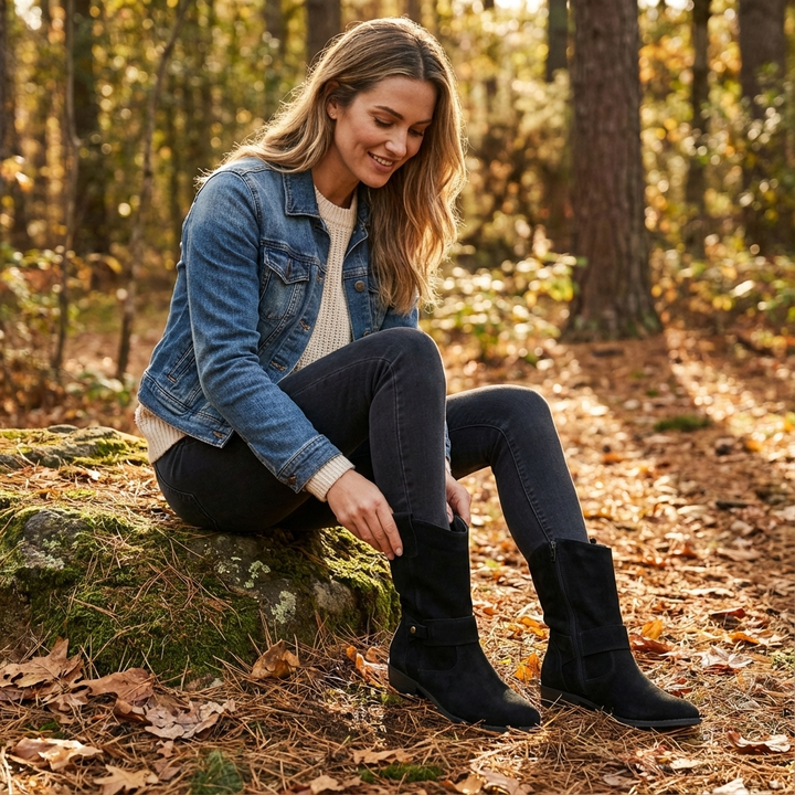 Hazel | Botas de Mujer de Media Caña con Tacón Ancho y Diseño Slouch