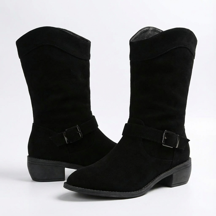 Hazel | Stivali da Donna a Mezza Gamba con Tacco Largo e Design Slouch