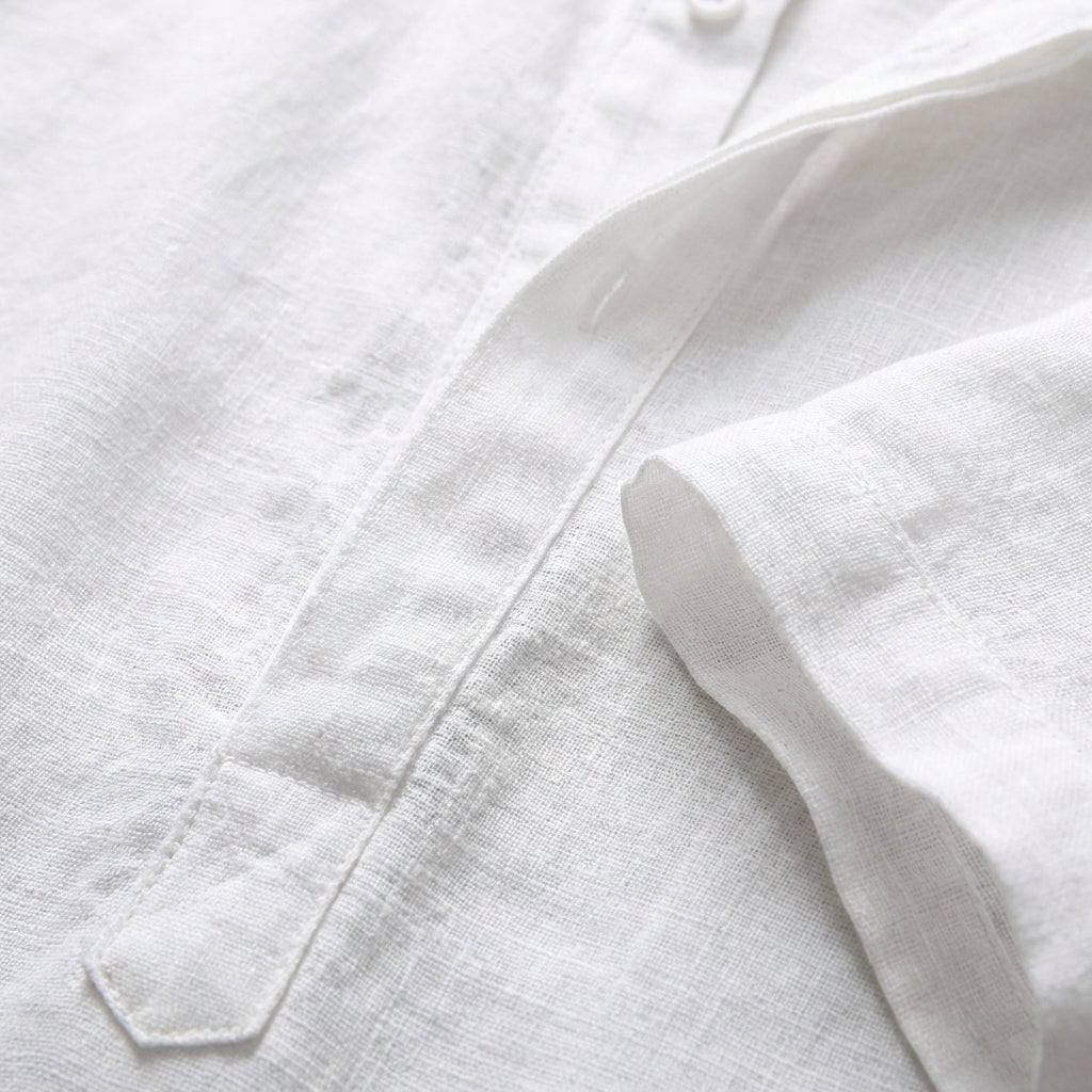 Hugo | Camicia Henley Collo alla Coreana Manica Risvoltata Uomo