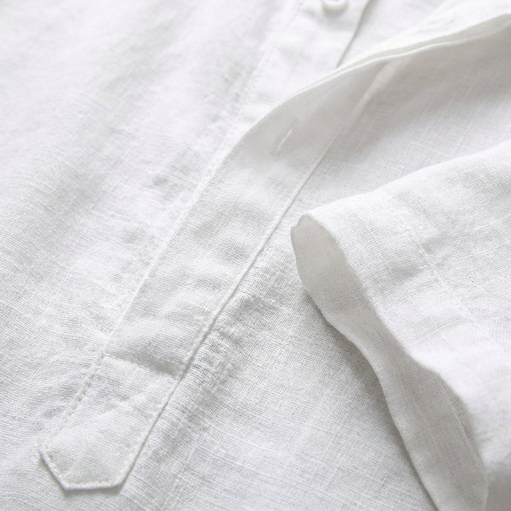 Hugo | Camicia Henley Collo alla Coreana Manica Risvoltata Uomo