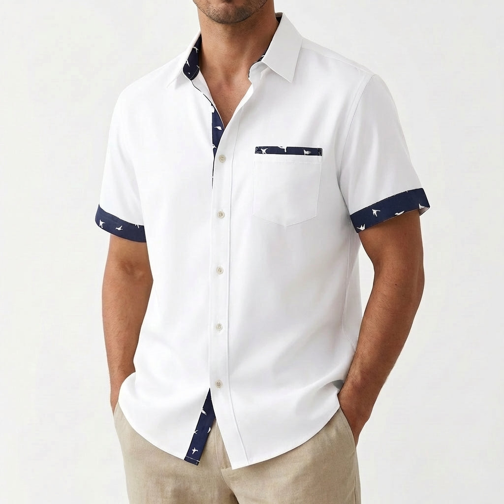 Hugo | Camicia a Maniche Corte Uomo con Colletto Classico e Bordini a Contrasto | Estiva