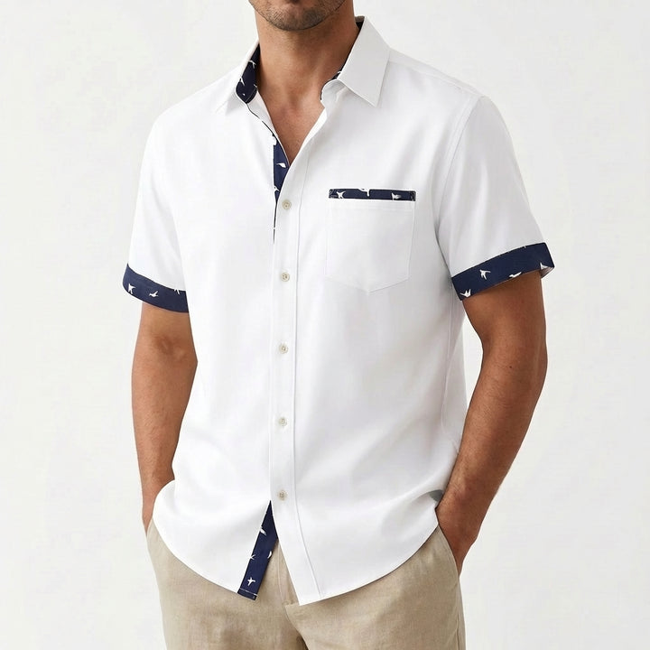 Hugo | Camicia a Maniche Corte Uomo con Colletto Classico e Bordini a Contrasto | Estiva