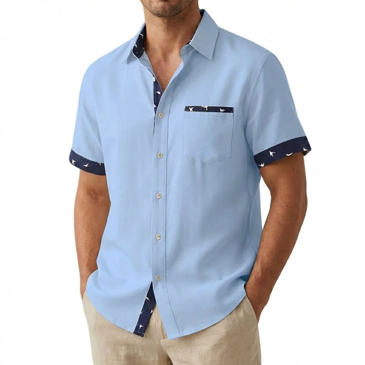 Hugo | Camicia a Maniche Corte Uomo con Colletto Classico e Bordini a Contrasto | Estiva