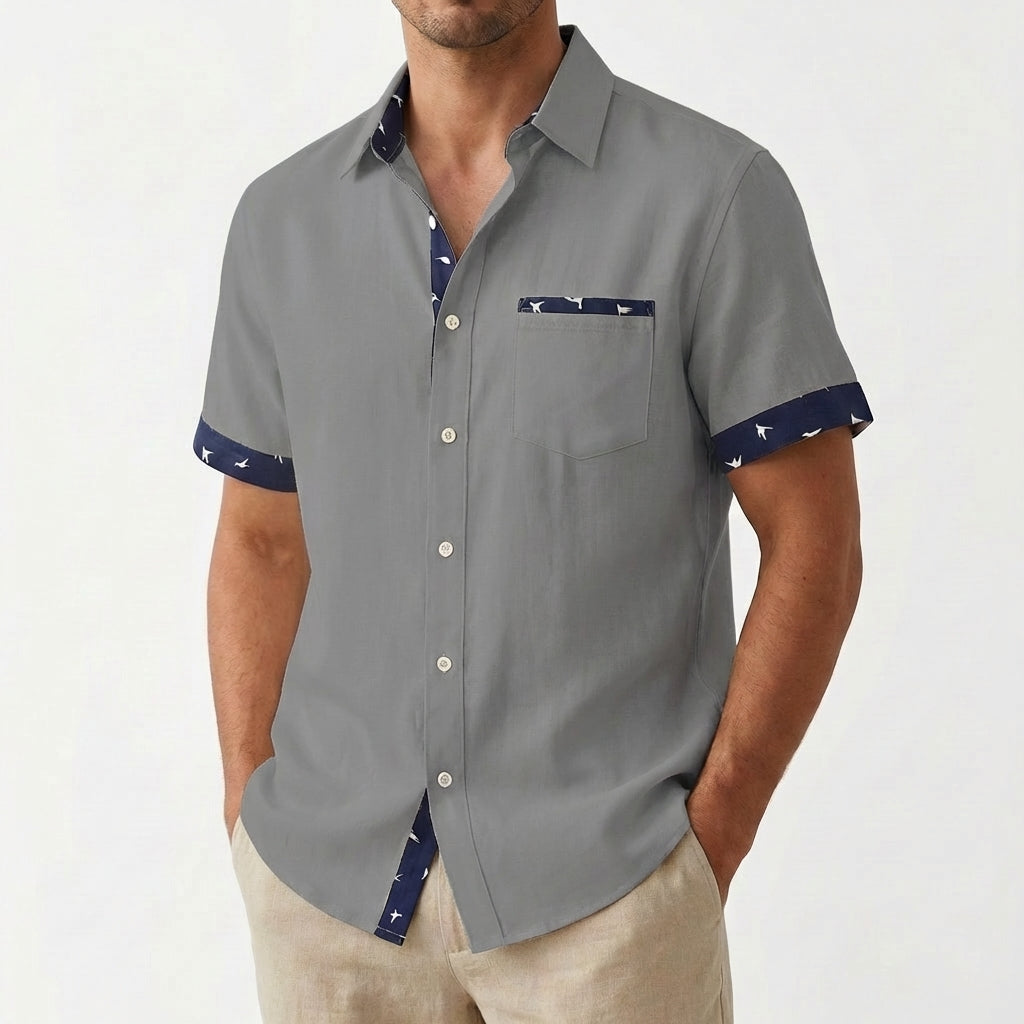 Hugo | Camicia a Maniche Corte Uomo con Colletto Classico e Bordini a Contrasto | Estiva