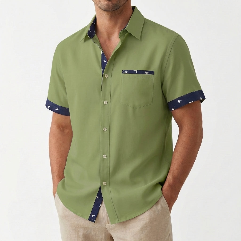 Hugo | Camicia a Maniche Corte Uomo con Colletto Classico e Bordini a Contrasto | Estiva