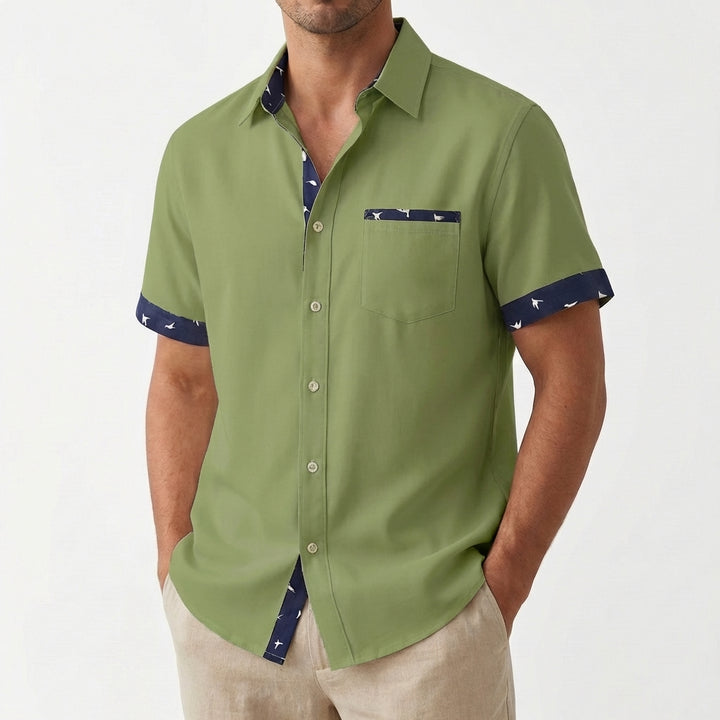 Hugo | Camicia a Maniche Corte Uomo con Colletto Classico e Bordini a Contrasto | Estiva