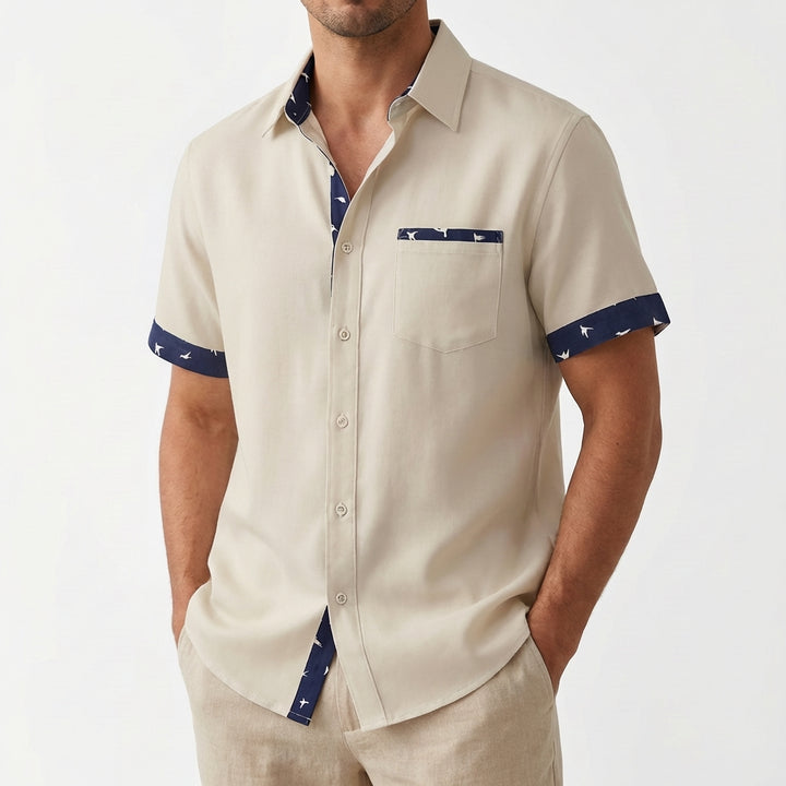 Hugo | Camicia a Maniche Corte Uomo con Colletto Classico e Bordini a Contrasto | Estiva